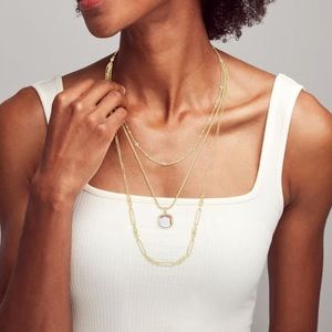 Kendra Scott Davis Gold Triple Strand Necklace in Dichroic Glass